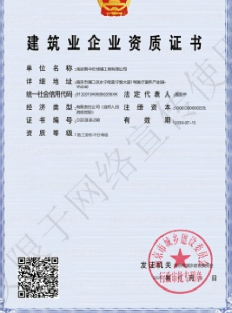 工业园区建筑施工资质证书